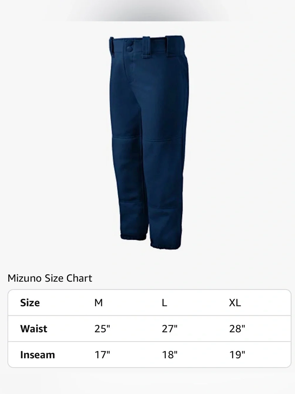 Mizuno Navy Blue Girls Softball Pants Size Youth Large